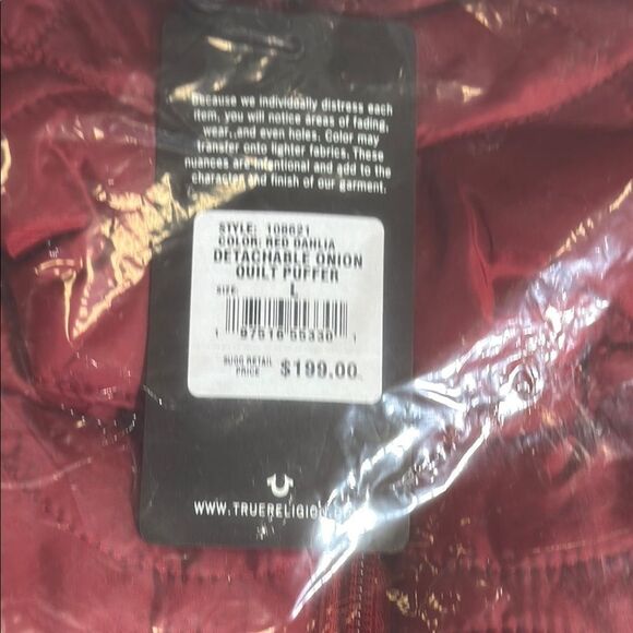 True Religion Red Quilted Puffer Jacket - Picture 1 of 13